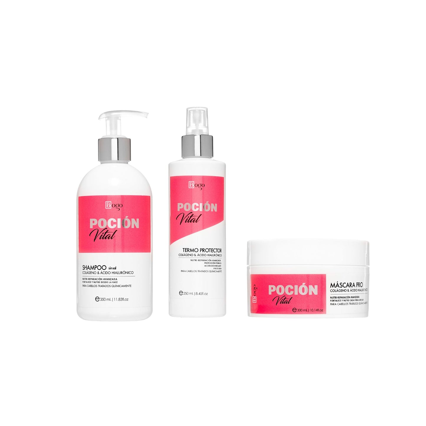 Kit Reparacion y Nutricion Capilar Shampoo + Mascarilla + Spray Termoprotector Poción Vital