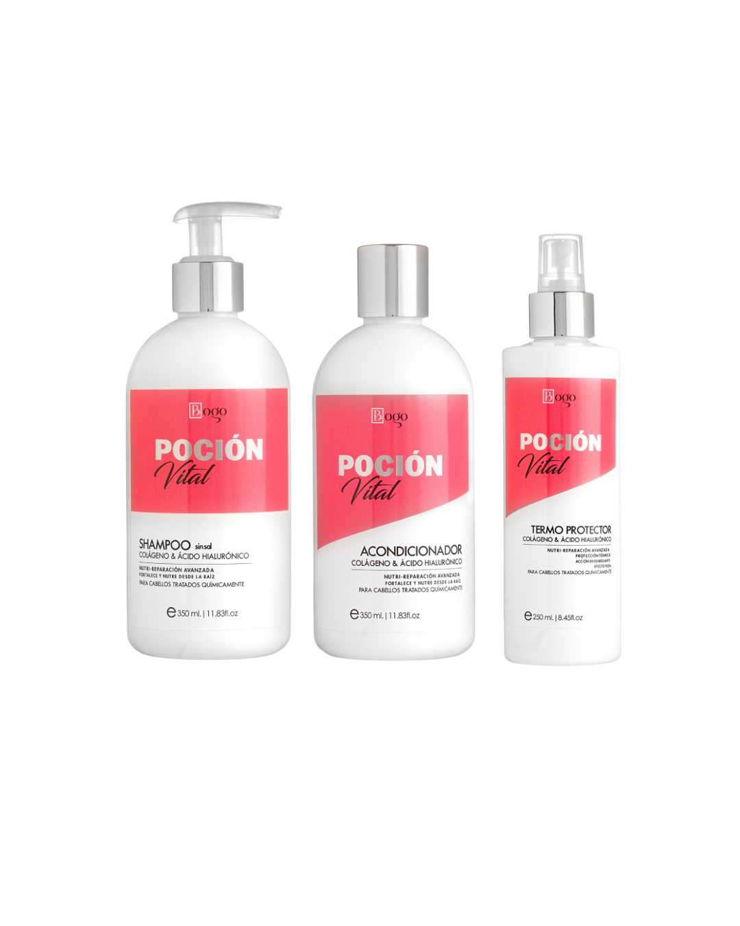 Kit Reparacion y Nutricion Capilar Pocion Vital Shampoo + Acondicionador + Spray Termoprotector Bogo