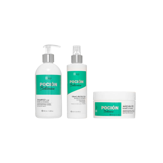 Kit Poción Botánica para Crecimiento y Fuerza con Bambu y Romero Shampoo + Mascarilla + Spray Termoprotector