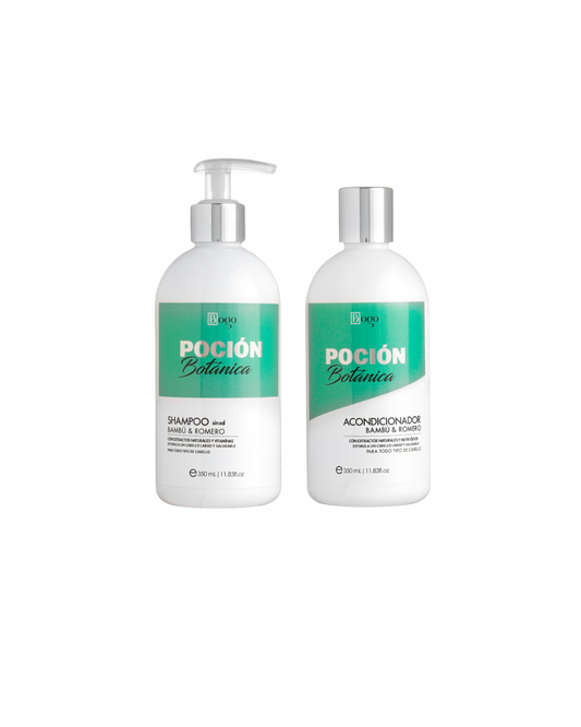 Kit Crecimiento Capilar Shampoo + Acondicionador Poción Botánica de Bambu y Romero