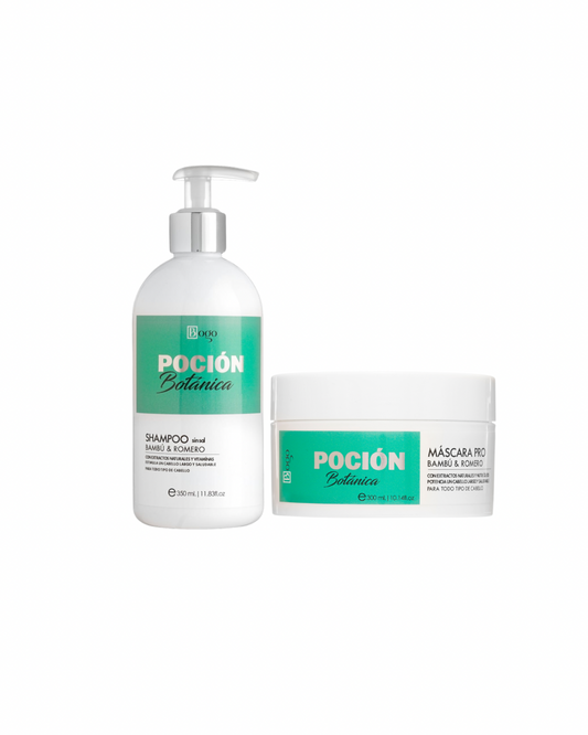 Kit Crecimiento Capilar Pocion Botanica con Bambu y Romero Shampoo + Mascarilla Pro